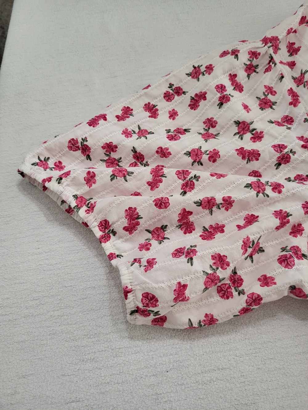 Torrid NWT White Button-Front Blouse with Pink Floral Print 100% Cotton - Picture 12 of 12